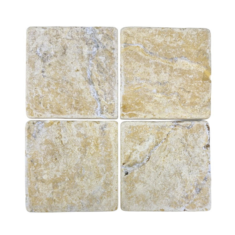 Giallo Reale Marble - Square Stone Tile - Tumbled