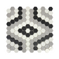 Glass Hex - Black, White & Grey - Glass Mosaic Tile